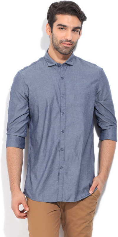 Allen Solly Men Solid Casual Blue Shirt
