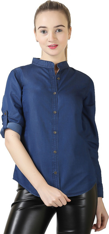 ela collection Casual Full Sleeve Solid Women Dark Blue Top