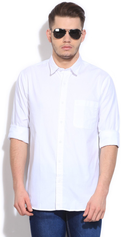 Izod Men Solid Casual White Shirt