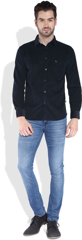 Parx Men Solid Casual Blue Shirt