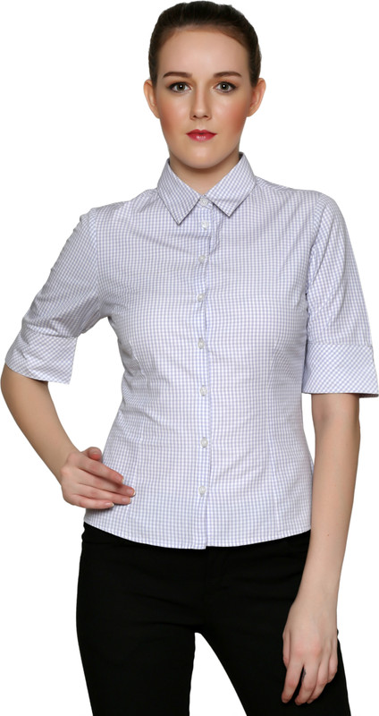 Keuzi Women Checkered Casual Grey Shirt