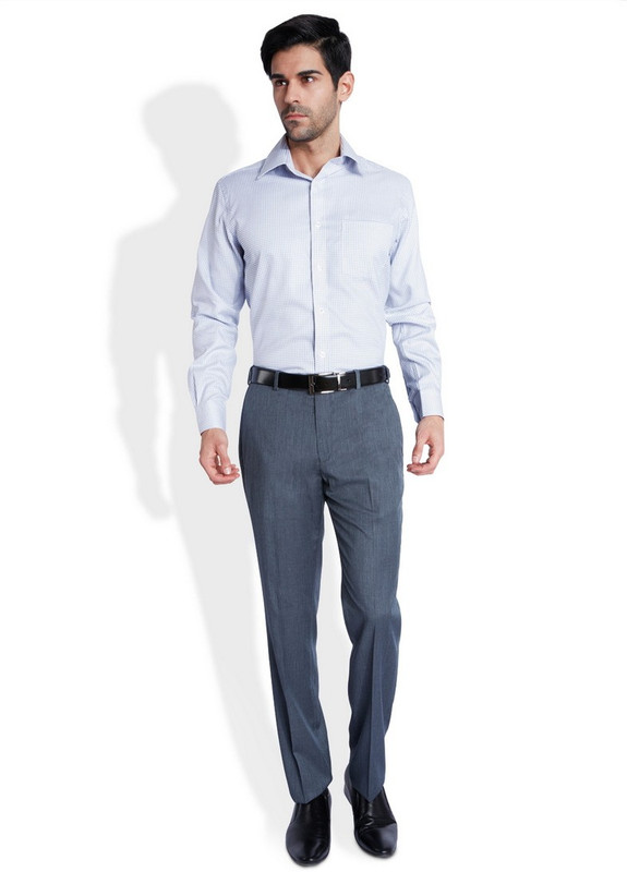Park Avenue Men Checkered Formal Grey Shirt