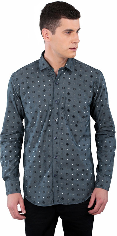 TMG Men Self Design Casual Grey Shirt