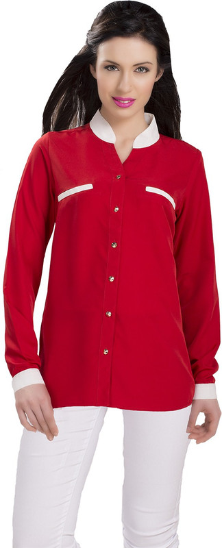 IshinDesignerStudio Women Solid Casual Red Shirt