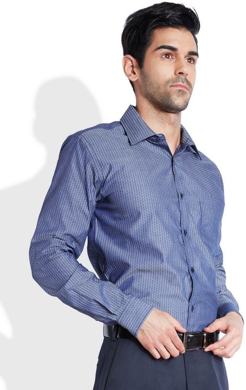 Park Avenue Men Printed Formal Dark Blue Shirt