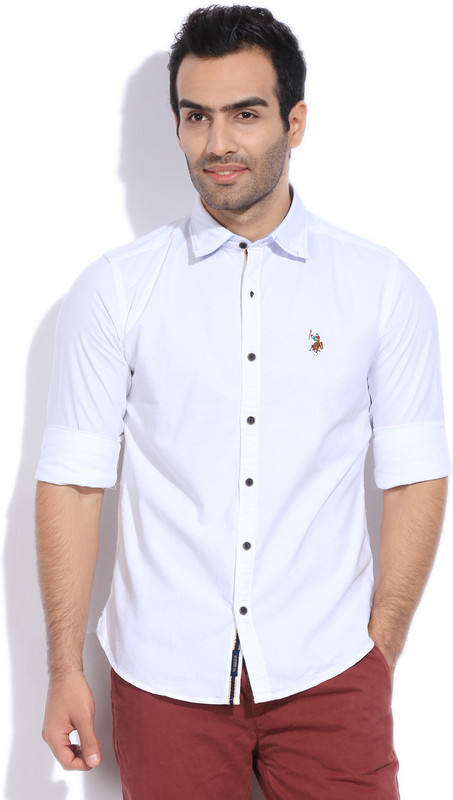 U.S. Polo Assn Men Solid Casual White Shirt