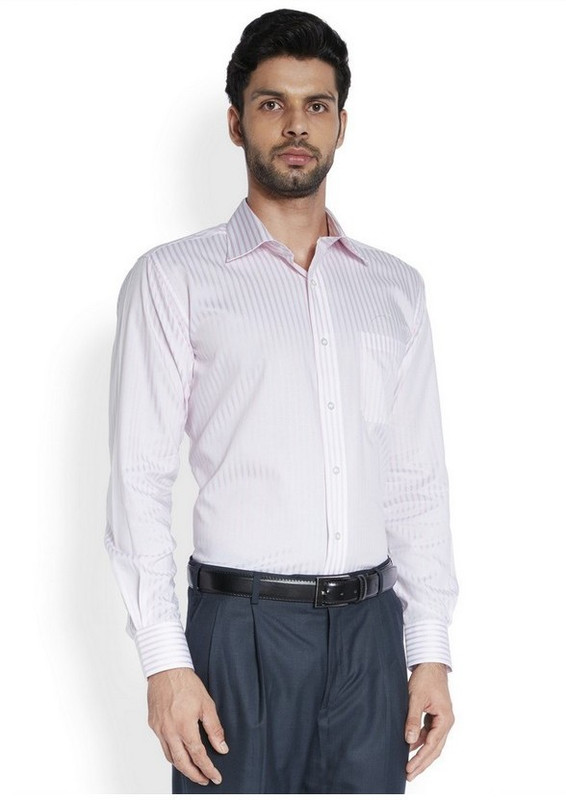 Raymond Men Striped Casual Red Shirt