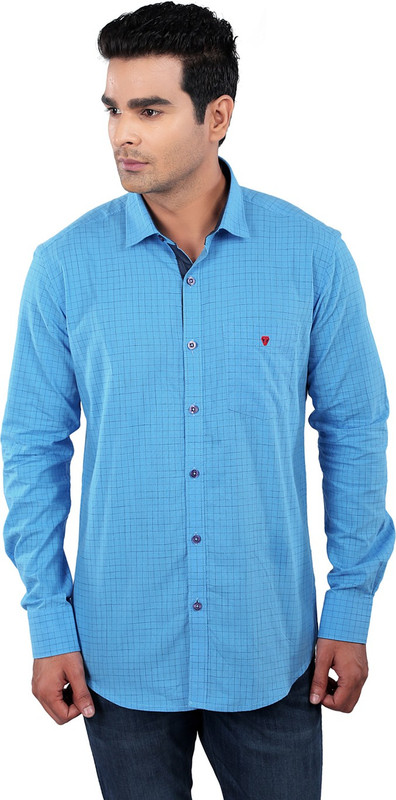 TMG Men Checkered Casual Blue Shirt