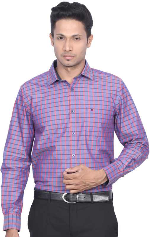 D'Indian Club Men Checkered Casual Purple Shirt