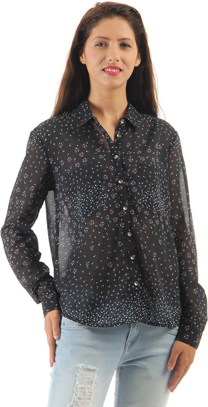 Pepe Jeans Women Printed Casual Black Shirt