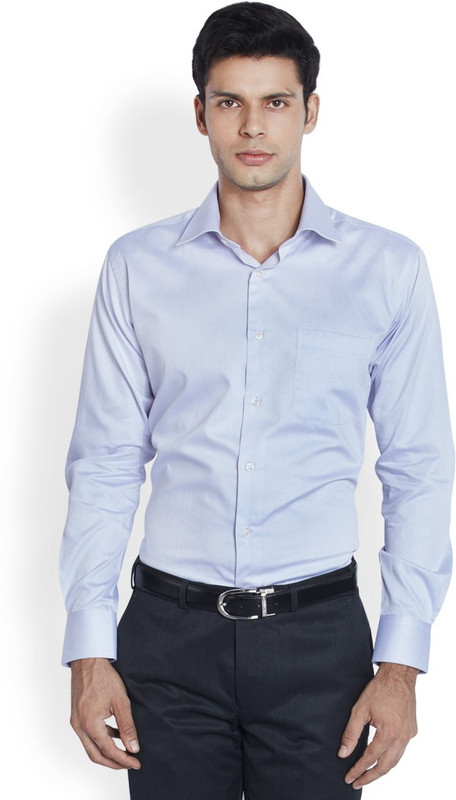 Raymond Men Solid Casual Purple Shirt