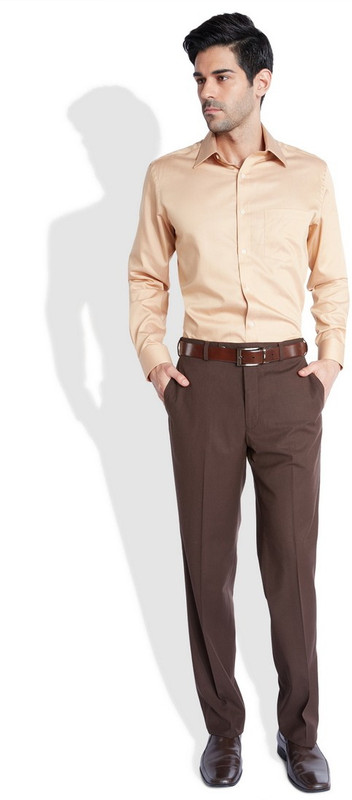Park Avenue Men Solid Formal Beige Shirt