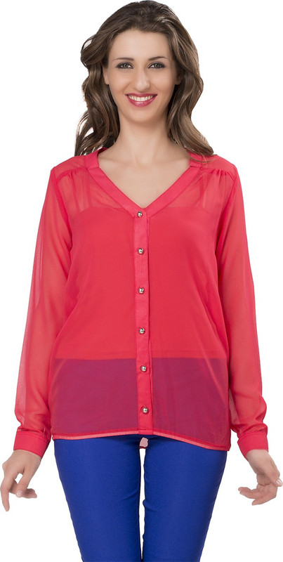 Ishin Designer Studio Women Solid Casual Red Shirt