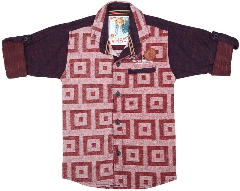 Kidzee Men Self Design Casual Maroon Shirt
