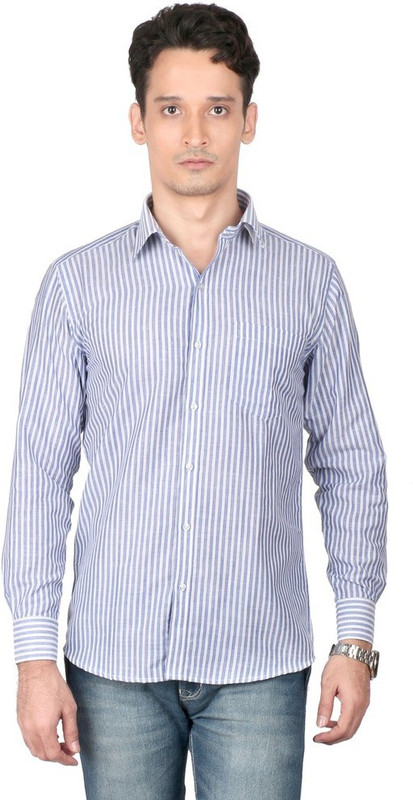 Zido Men Striped Casual Blue Shirt