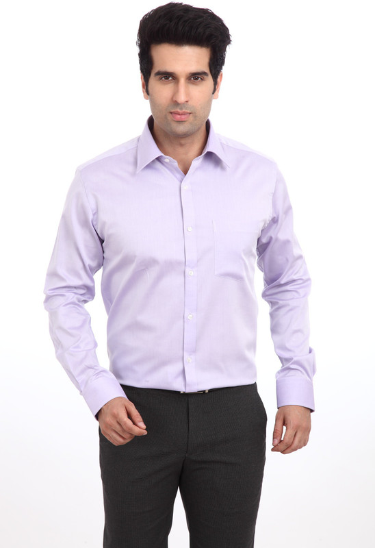 Park Avenue Men Solid Formal Purple Shirt