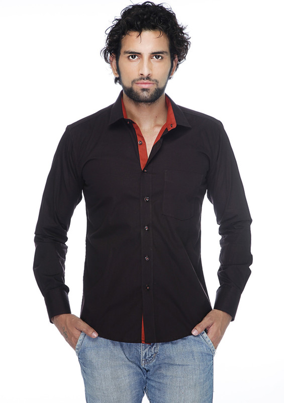 Zeal Men Solid Casual Brown, Orange Shirt