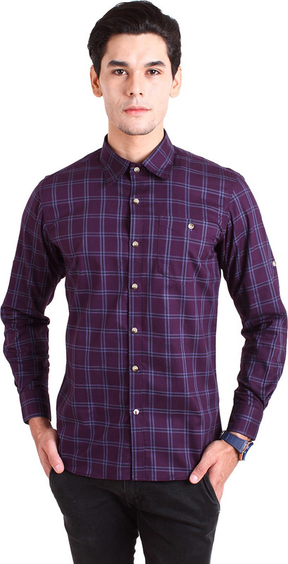 Chokore Men Checkered Casual Purple Shirt