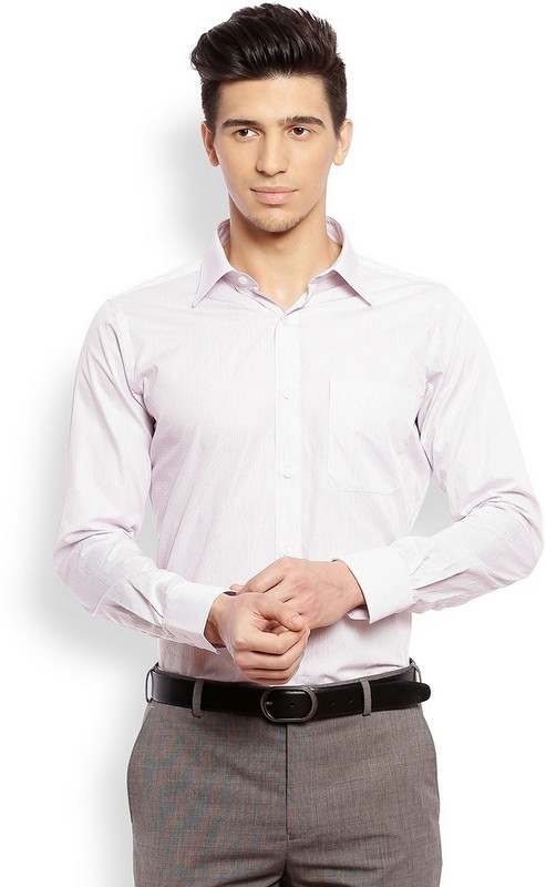 Raymond Men Striped Formal Red Shirt