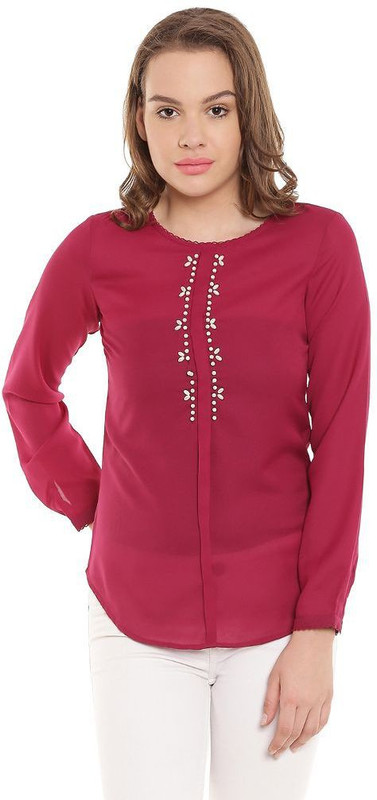 The Vanca Women Solid Casual Red Shirt