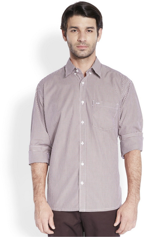 ColorPlus Men Checkered Casual Maroon Shirt