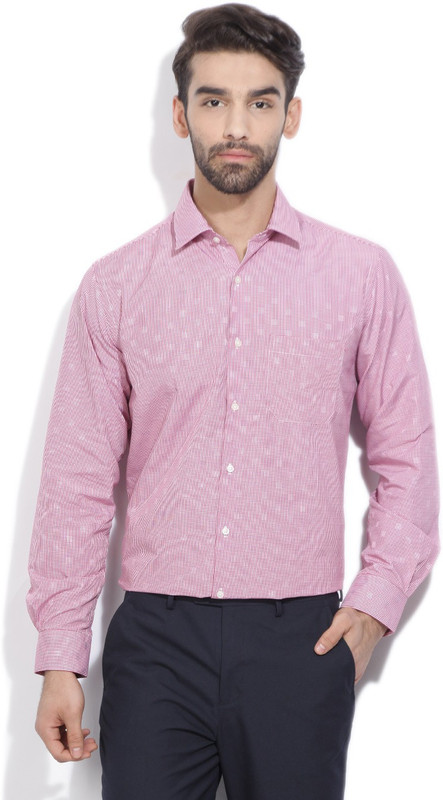 Peter England Men Checkered Formal White, Red Shirt