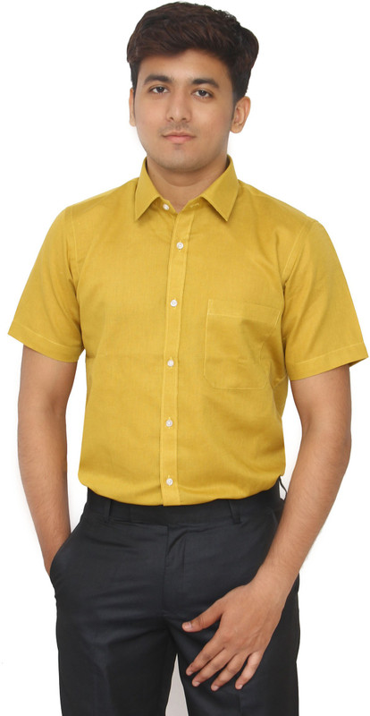Kriss Men Solid Formal Yellow Shirt
