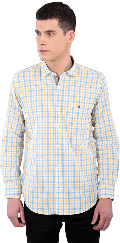TMG Men Checkered Casual Yellow Shirt