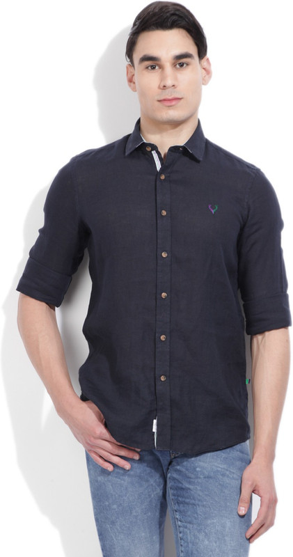 Allen Solly Men Solid Casual Black Shirt