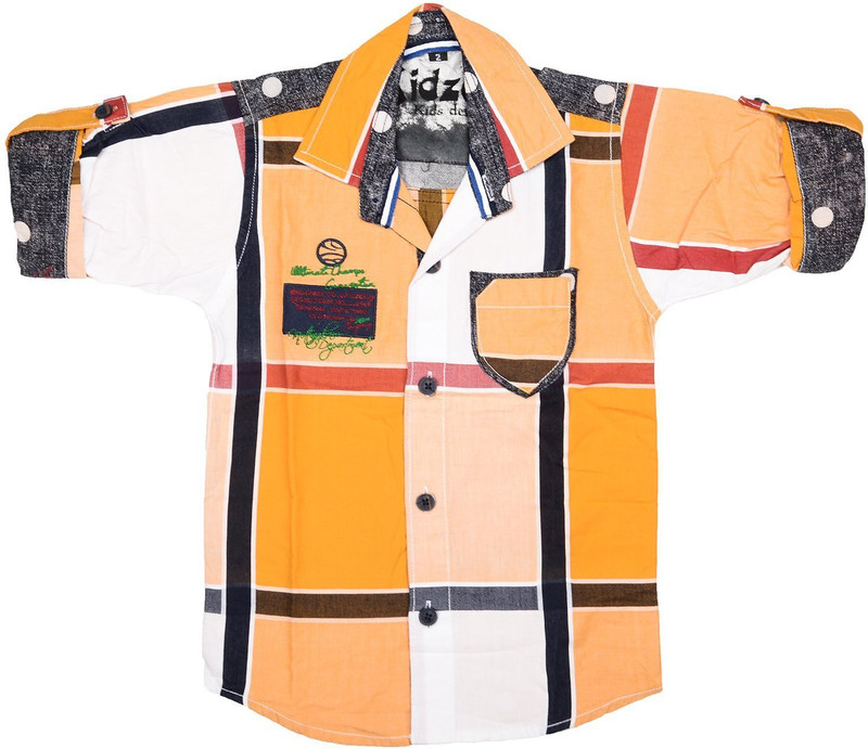 Kidzee Men Checkered Casual Orange Shirt