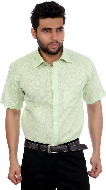 Studio Nexx Men Woven, Checkered Formal Light Green Shirt