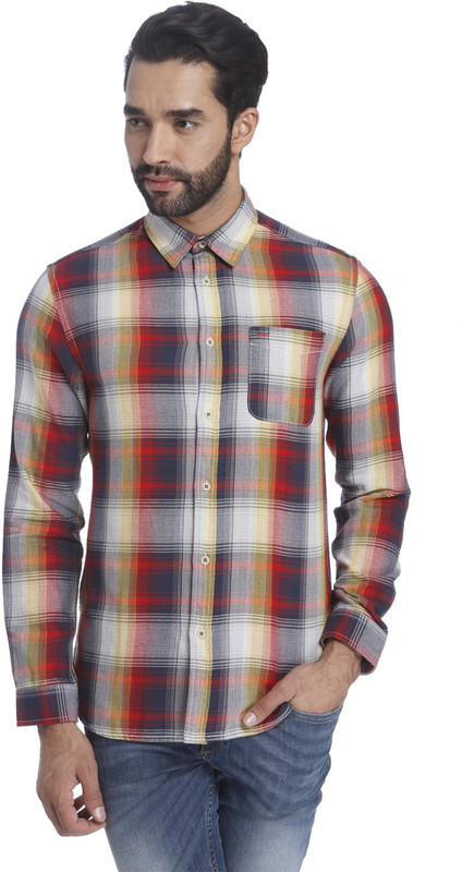 Jack & Jones Men Checkered Casual Maroon Shirt