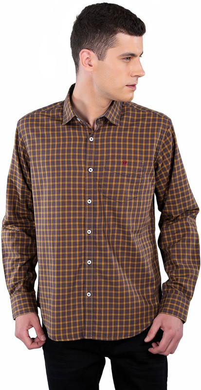 TMG Men Checkered Casual Brown Shirt