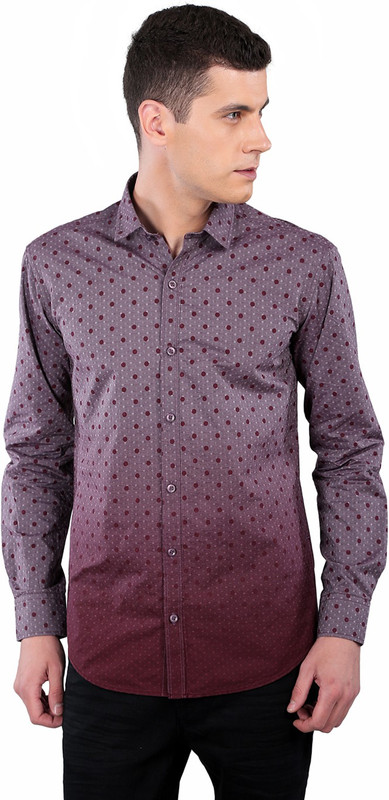 TMG Men Printed Casual Maroon Shirt