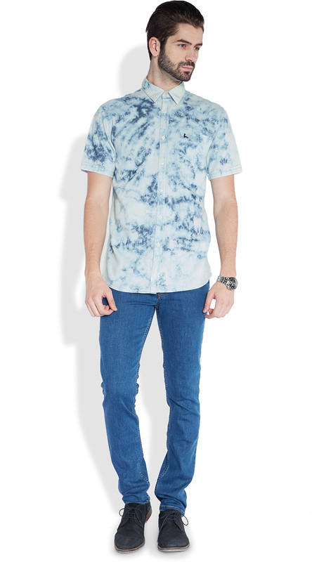 Parx Men Printed Casual Blue Shirt