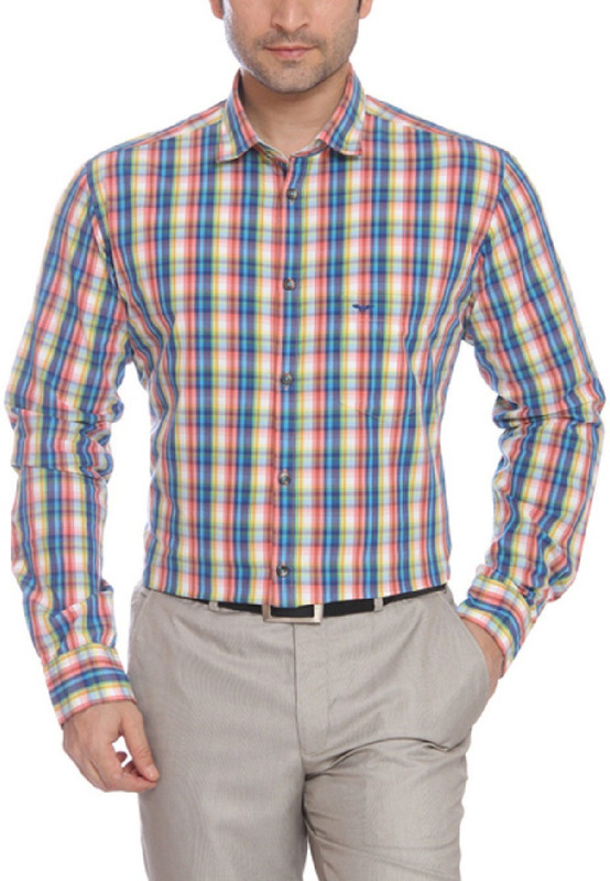 Park Avenue Men Checkered Formal Blue Shirt
