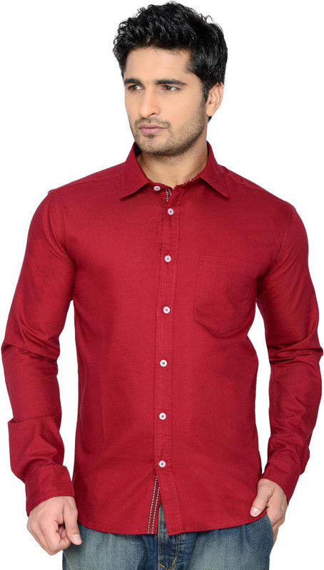 Thinc Men Solid Casual Maroon Shirt