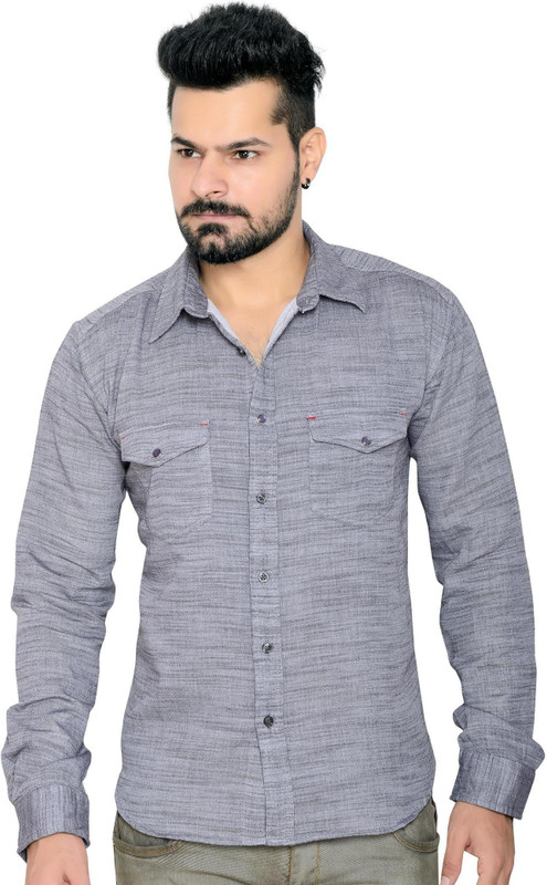 Thinc Men Solid Formal Dark Blue Shirt