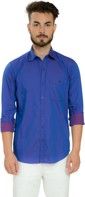 Club X Men Solid Casual Purple Shirt