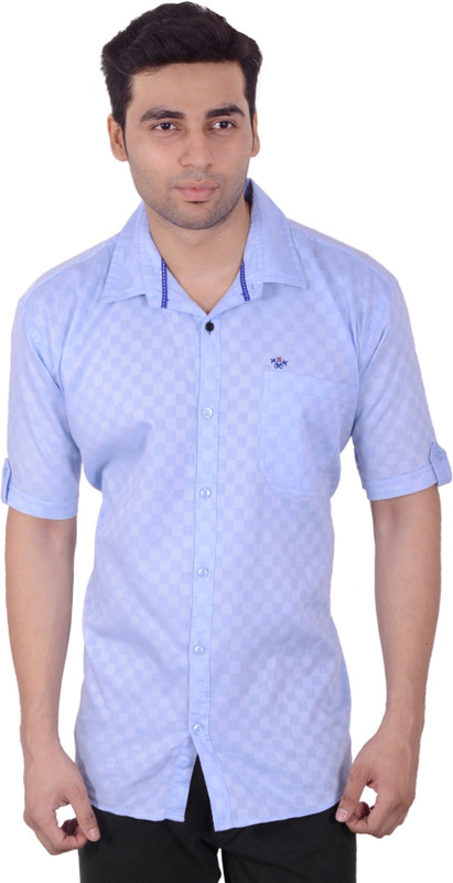 Studio Nexx Men Checkered Casual Blue Shirt
