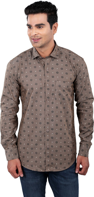 TMG Men Self Design Casual Brown Shirt
