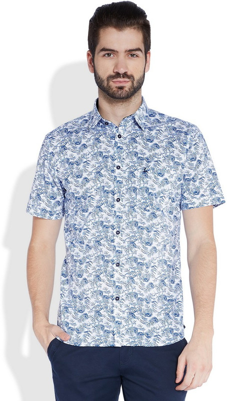 Parx Men Printed Casual White Shirt