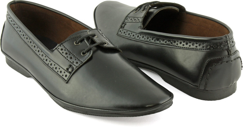 Devils Goose Aves Black Brogues For Men(Black)