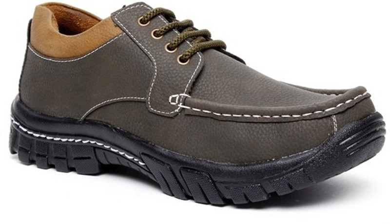 Zapatoz Olive Textured Outdoors For Men(Brown)