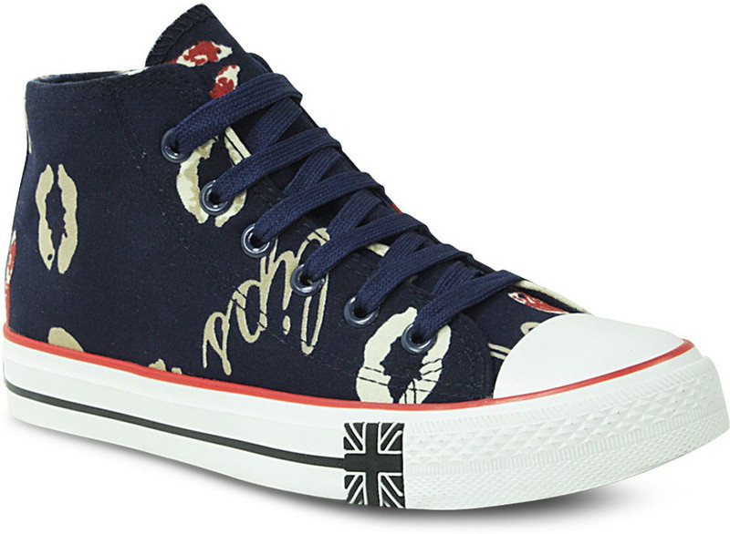 Get Glamr Casual Lace Ups Sneakers For Women(Blue)