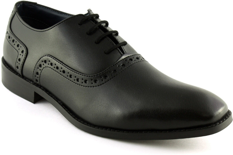 DeVEE UGO UBERTO Black Lace Up Shoes For Men(Black)