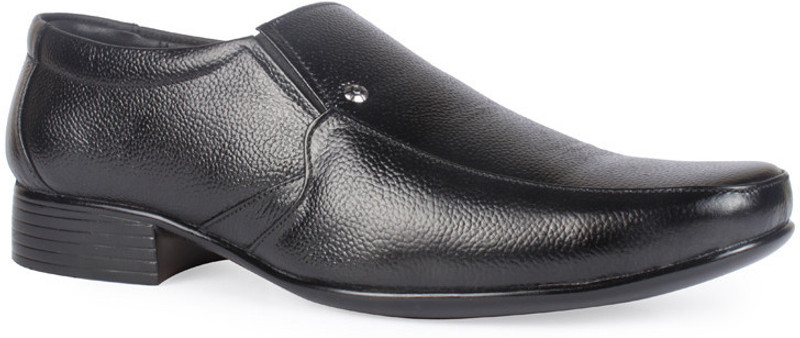 Leather King Logan Black Slip On For Men(Black)