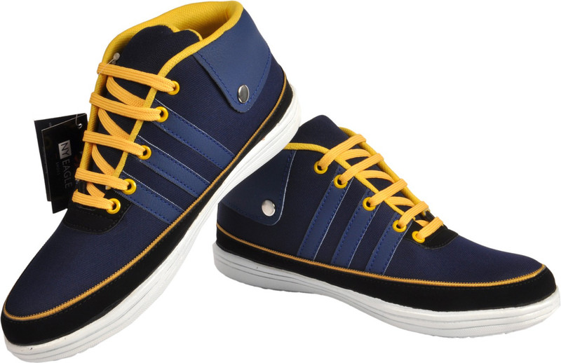 NY Eagle Blue Yellow Canvas Shoes For Men(Blue)