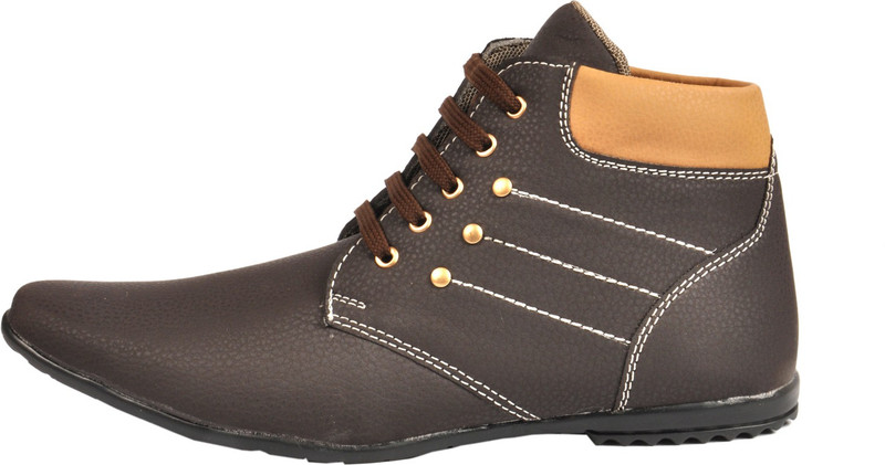 NY Eagle Brown LaceUp Boots For Men(Brown)