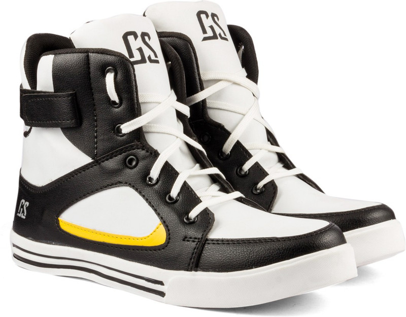 Golden Sparrow High Ankle Casuals For Men(White, Black)